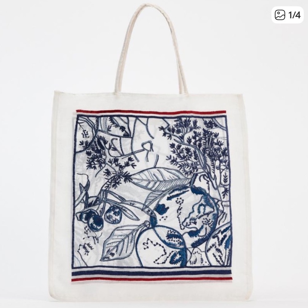 Zara embroidered fabric bag